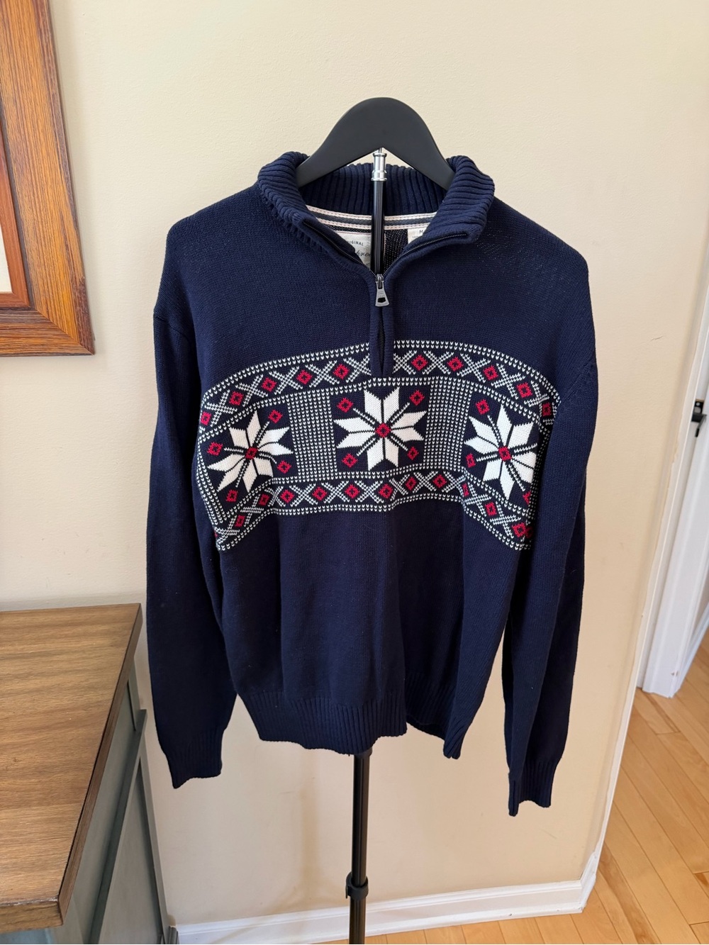 Weatherproof Vintage Mens Medium Fair Isle 1/4 Zip Nordic Sweater